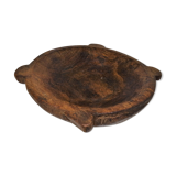 Old raw wood flat bowl