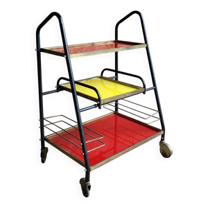 desserte rouge et jaune, - 1960