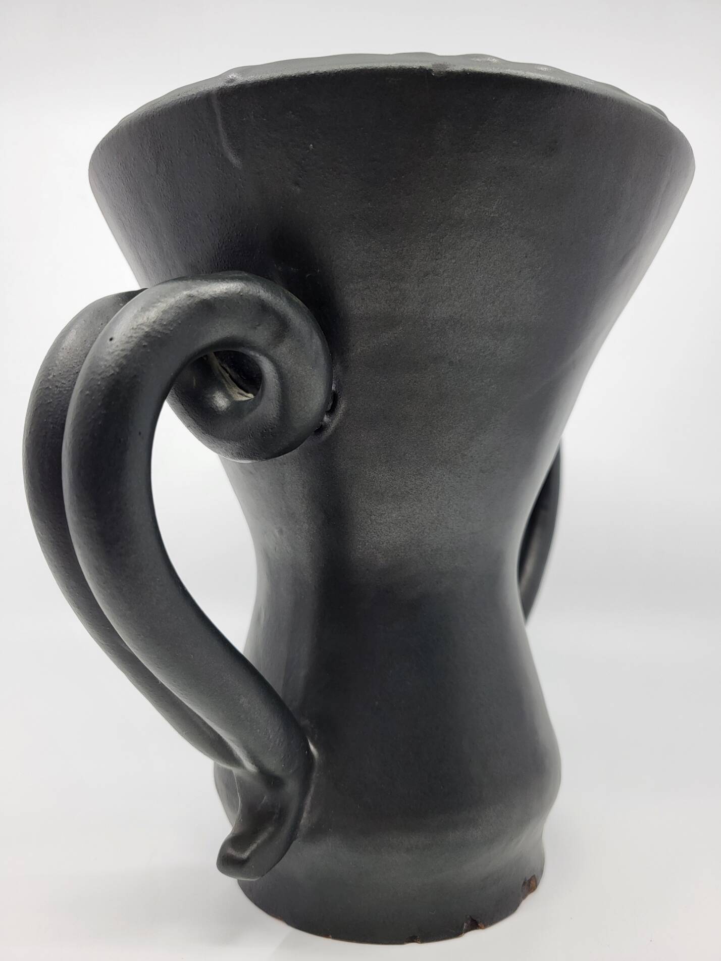 Jean Austruy Black Ceramic Ear Vase French 1950s Vintage