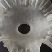 French Vintage 1930s Patterned White Frilled Glass Shade - Art Deco Lightin