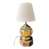 Gien lamp – blue earthenware and brass – early 20th century