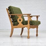 1970s, Danish design, oak wood armchair in furniture wool, original condition.