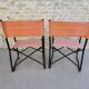 Pair of folding armchairs in metal and fabric 60s