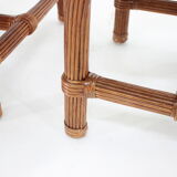 Set of 6 Antique Rattan Dining Chairs with Cane Backrest