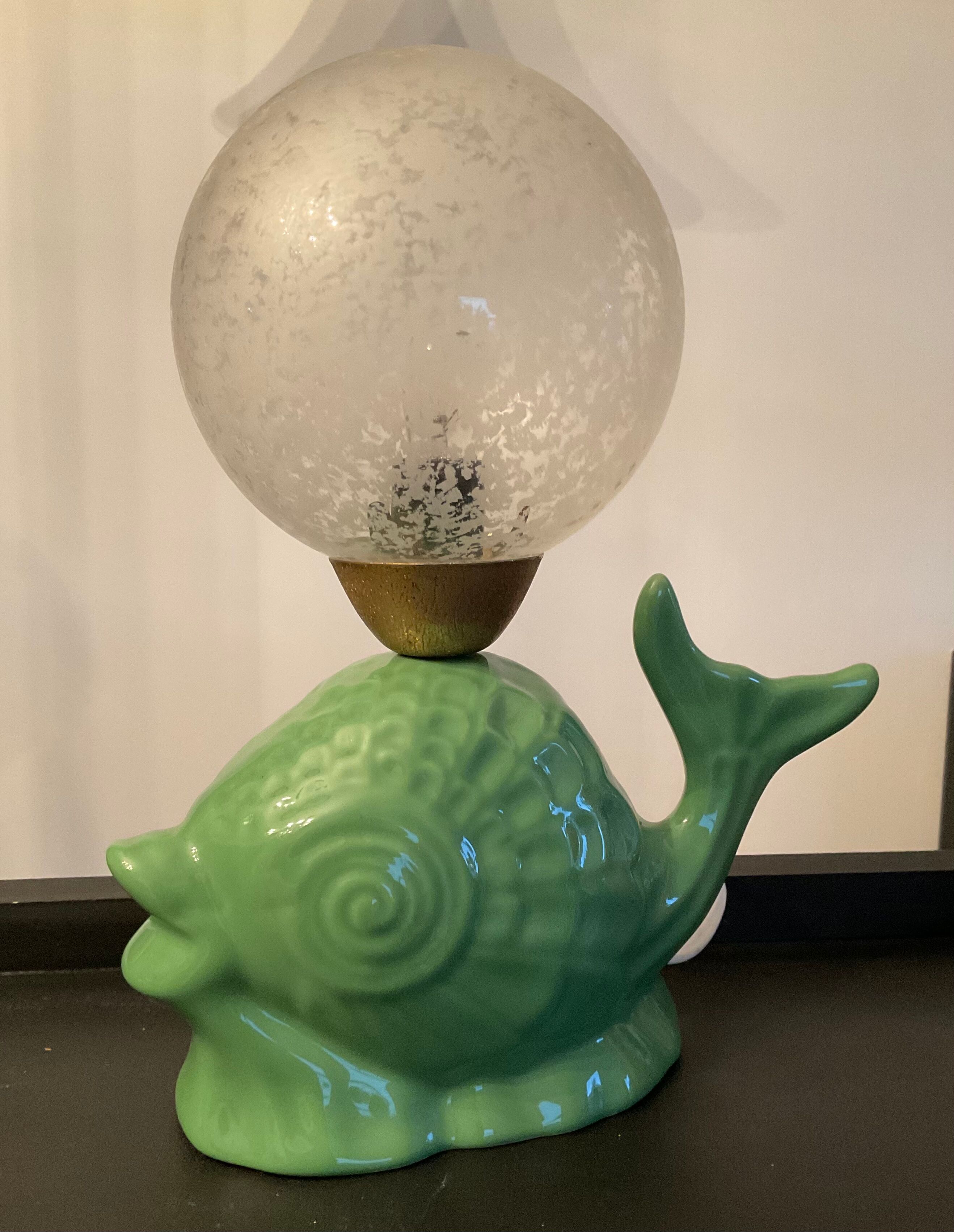 Vintage ceramic fish lamp 70s