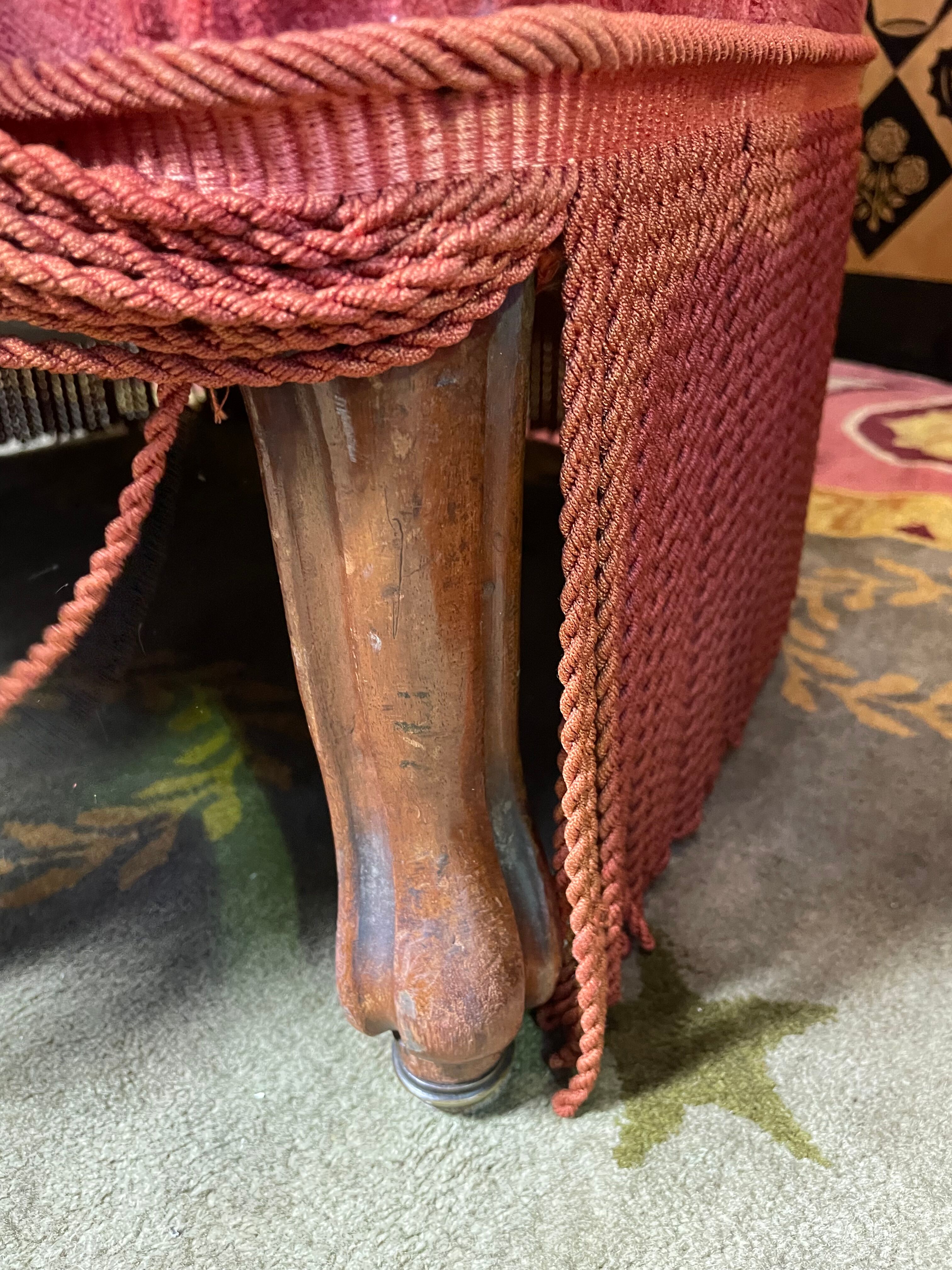 Pair of red velvet toad armchairs