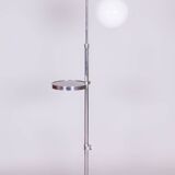 Lampadaire chromé restauré, acier, verre de lait, hauteur réglable, tchèque, années 1930