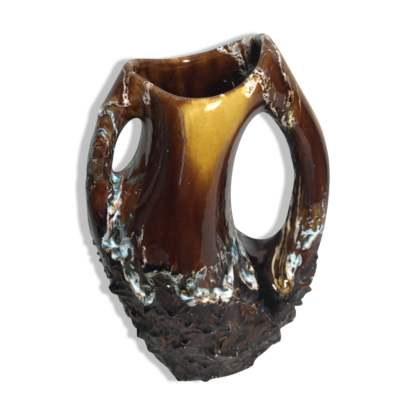 Former vallauris + 2 handles ceramic vase stamped vintage