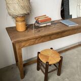 50s wood and straw lamp