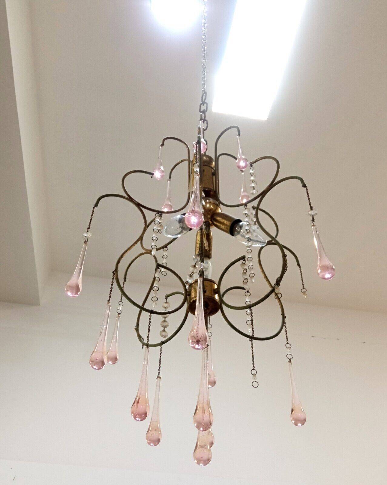 Antique Italian Chandelier Murano Glass Italy 1940s