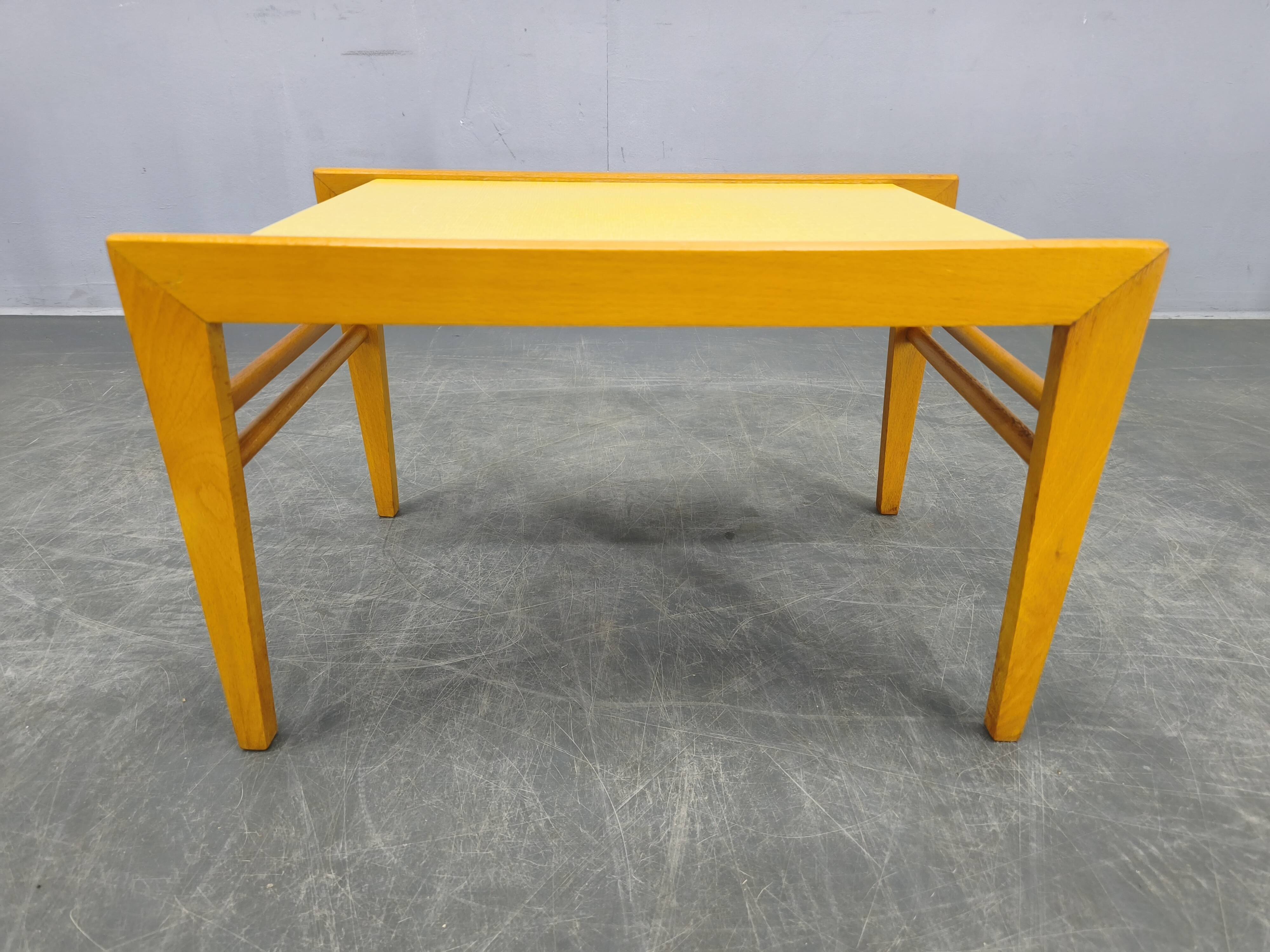 Mid Century Beech Plant Stands with Umakart Tops, 1970s Set