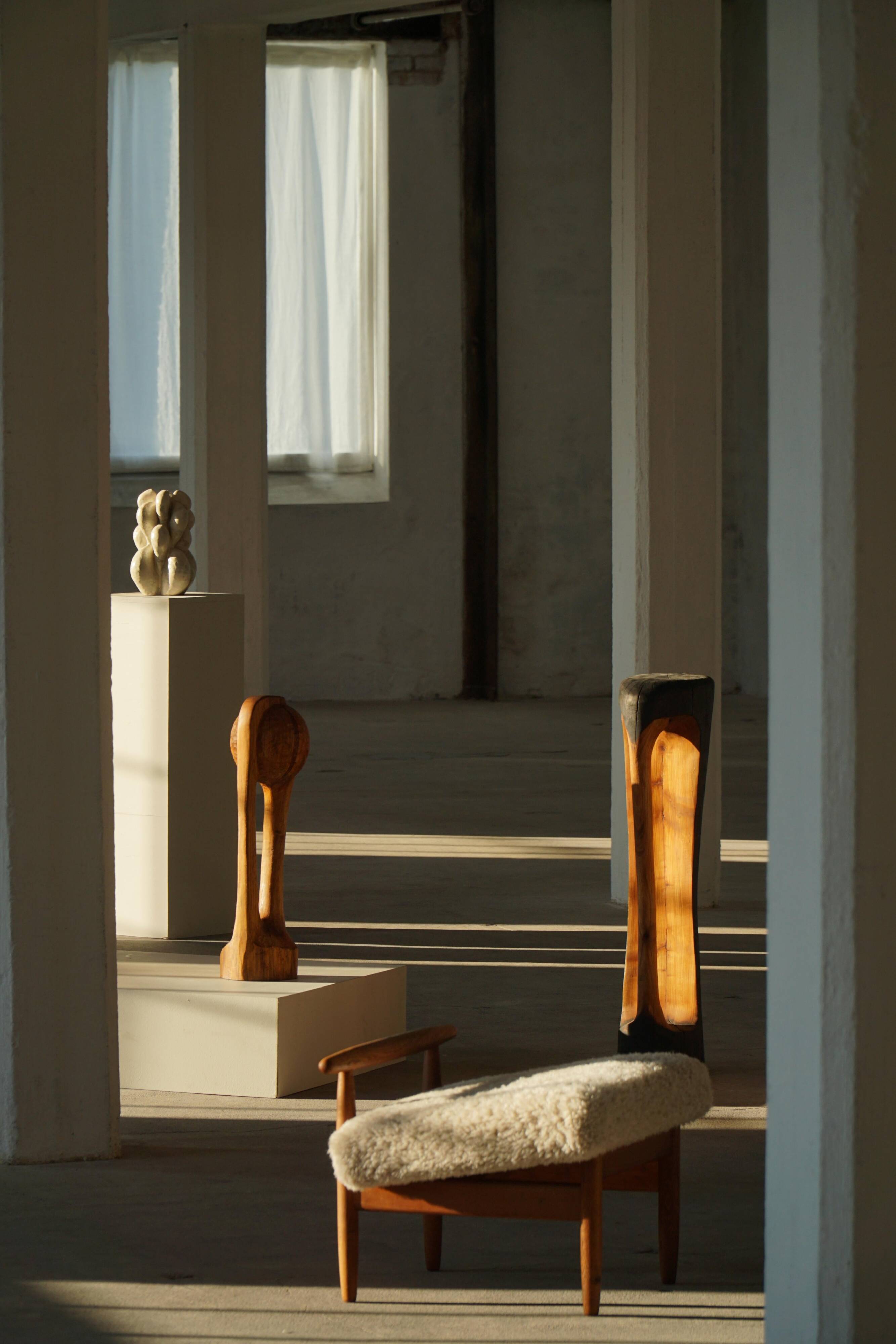 Large wooden sculpture "Black Elegance" by Ole Wettergren, Denmark, 1990s.