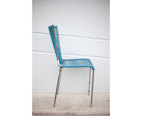 Chaise scoubidou bleu vintage | Selency