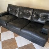 Sofa 3 places Genuine black leather brand ERTON