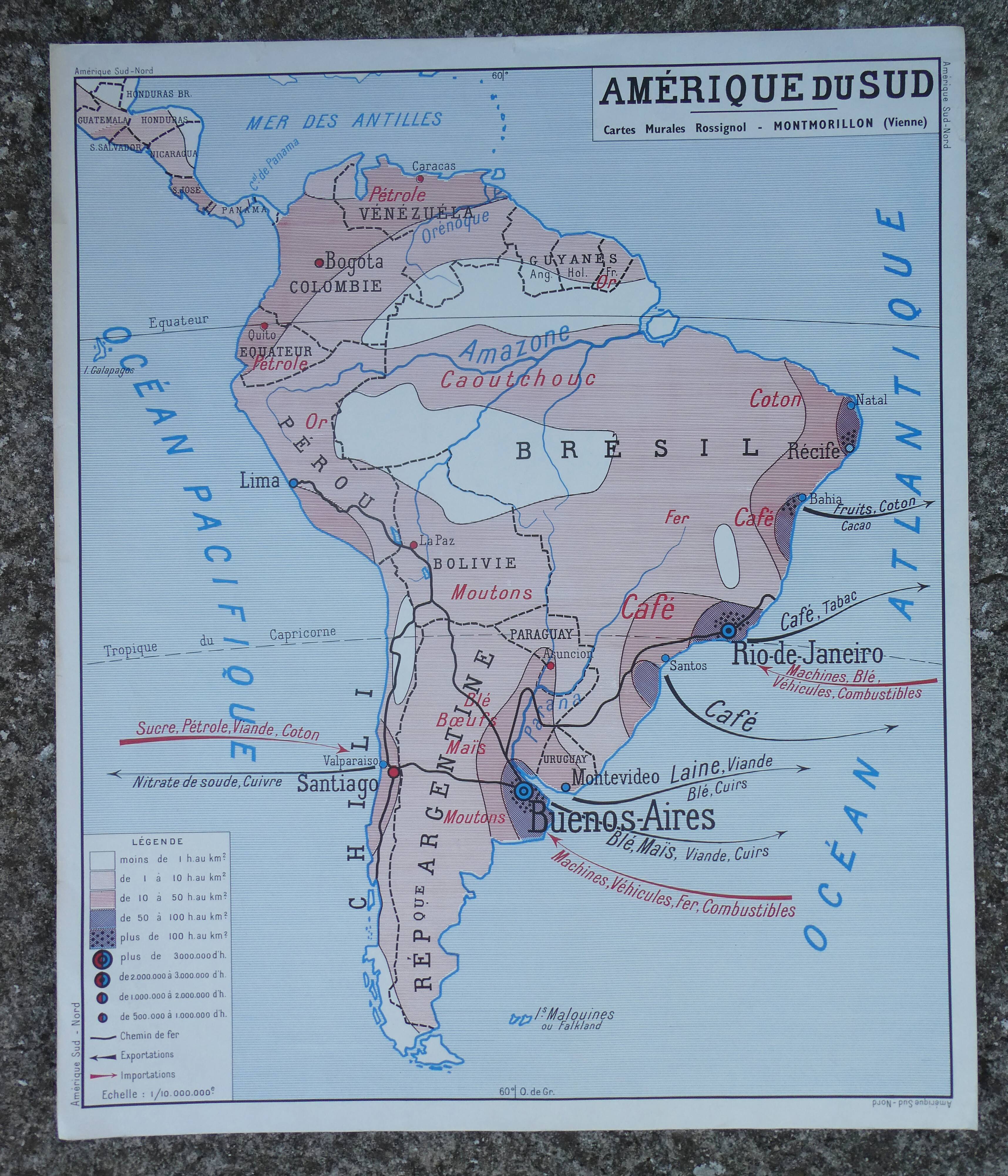 Rossignol School Map Poster: North America United States / South America.