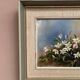 Mid-Century Oil on Panel “Flowers” by G. Sigrand, Vintage & Framed 24 × 24 cm