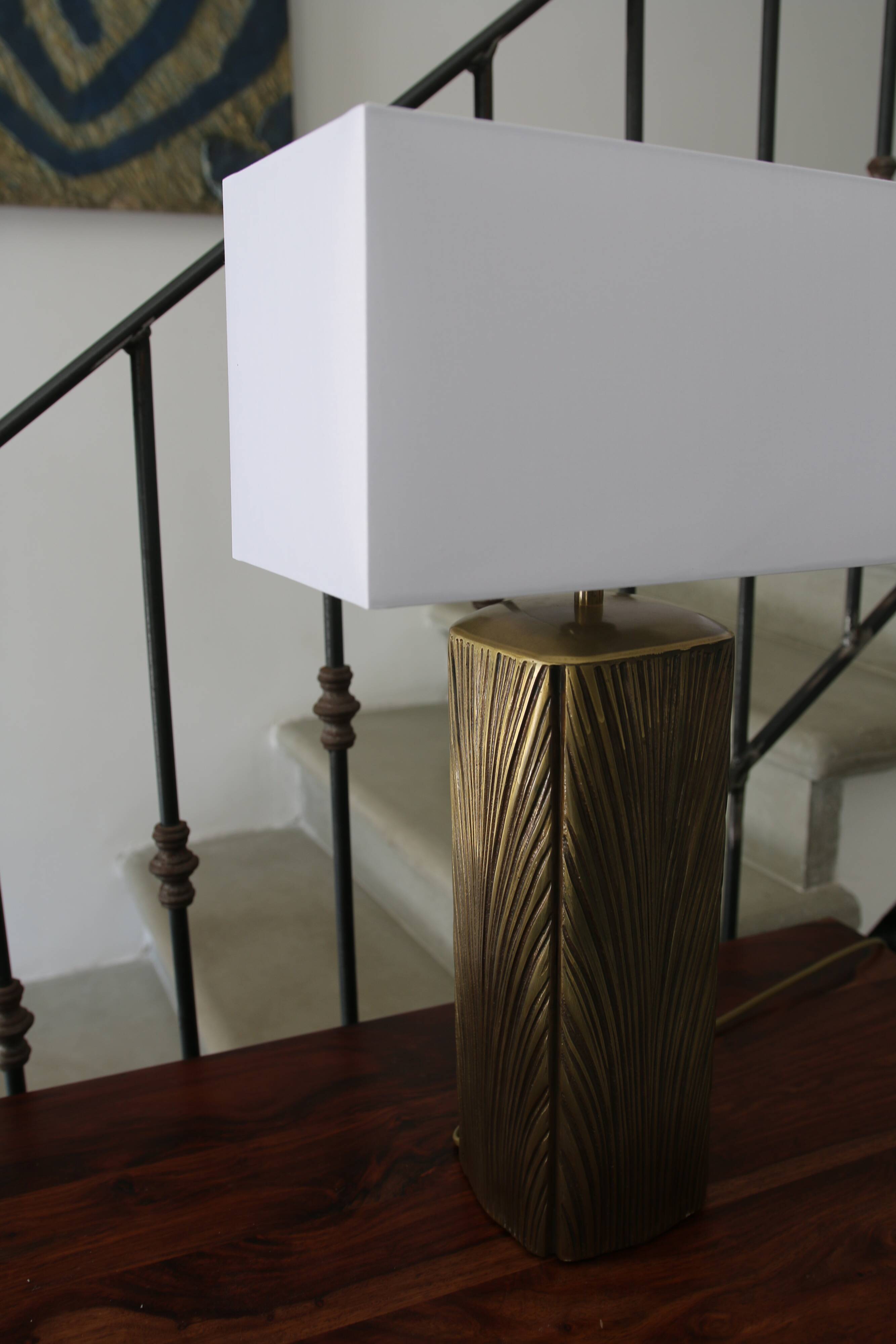 Brass and bronze lamp, Luciano Frigerio, Italy, 1970s