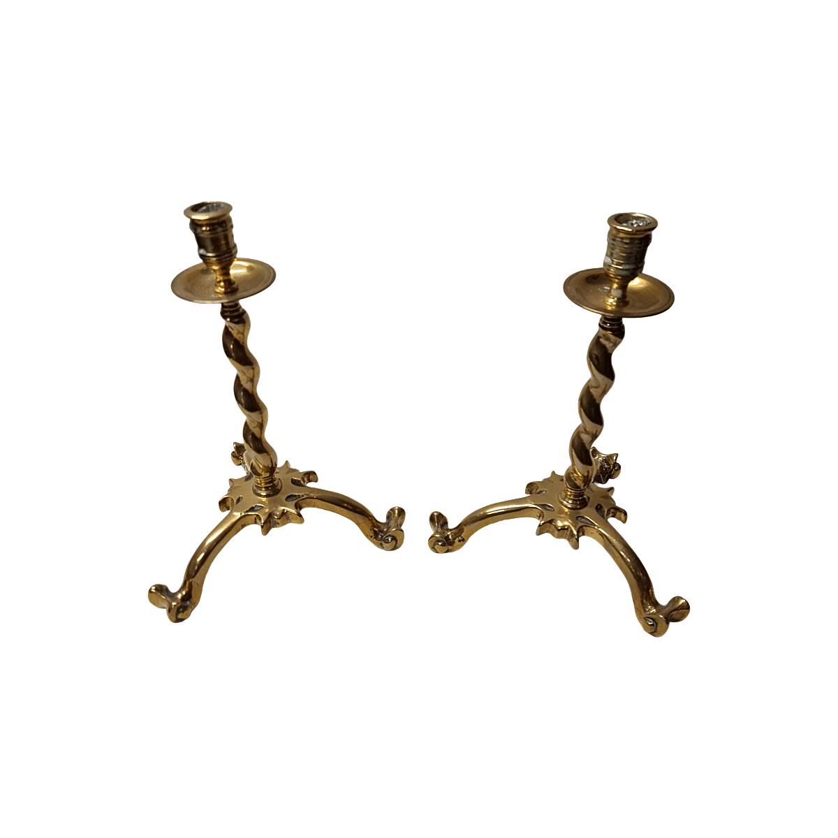 Antique Style Brass Candlesticks, mid 20th century