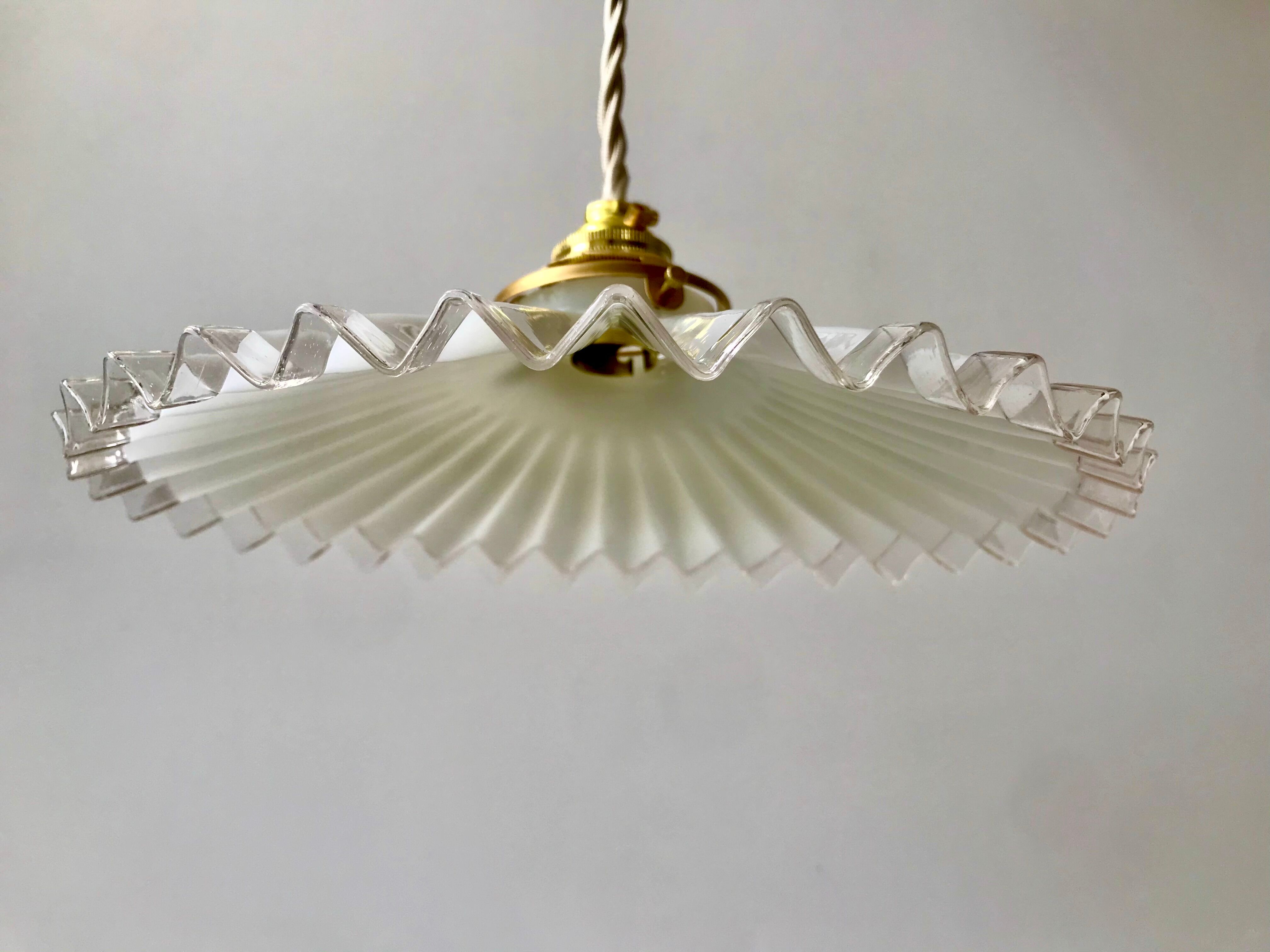 suspension in pleated opaline early 20th century