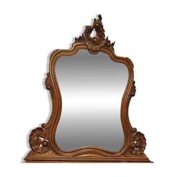 Grand miroir à glace biseauté de style rocaille rococo