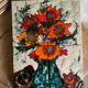 Carreaux en céramique bouquet Vallauris 1970