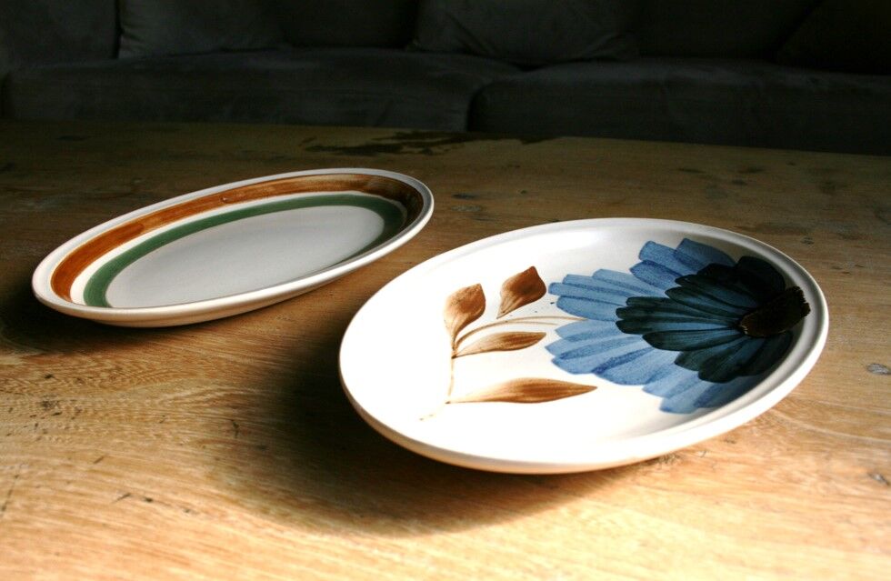 Set of 2 oval serving dishes faience Gien