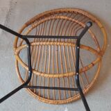 Rattan armchair with metal base from the 1950s