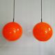 Paire de suspensions Space Age en opaline orange, 1970