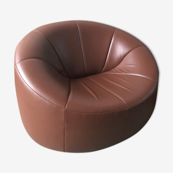 Paire de fauteuils Pumpkin par Pierre Paulin en cuir