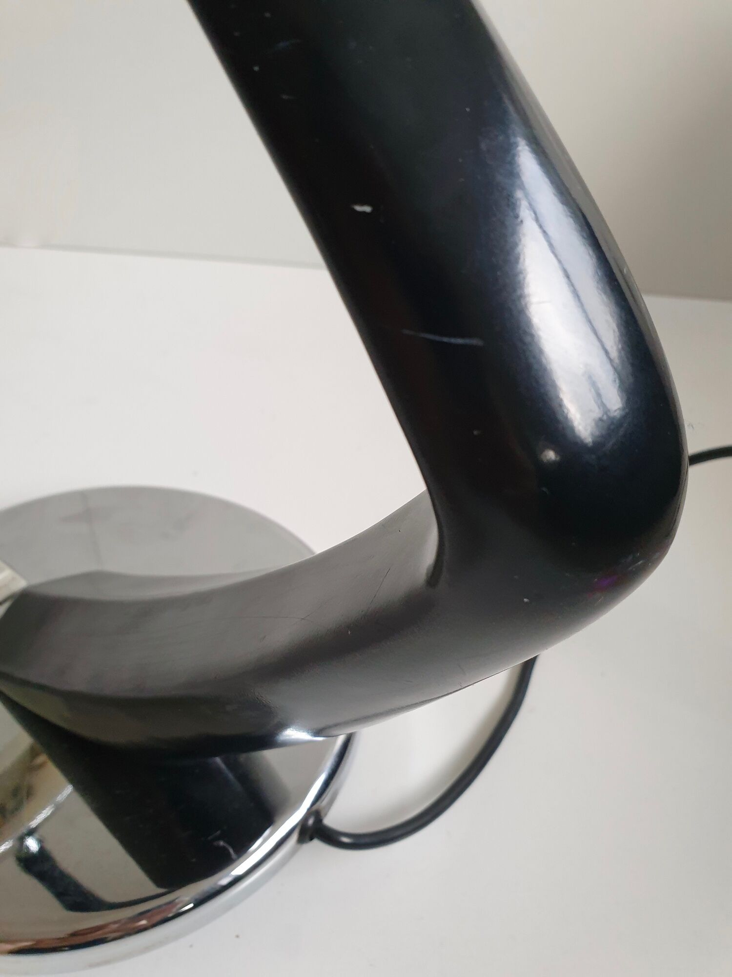 Mid century black and chrome 'Boomerang' lamp from Fase, Madrid, c.1960