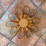 Mirror sun in rattan arched 48cm 1960