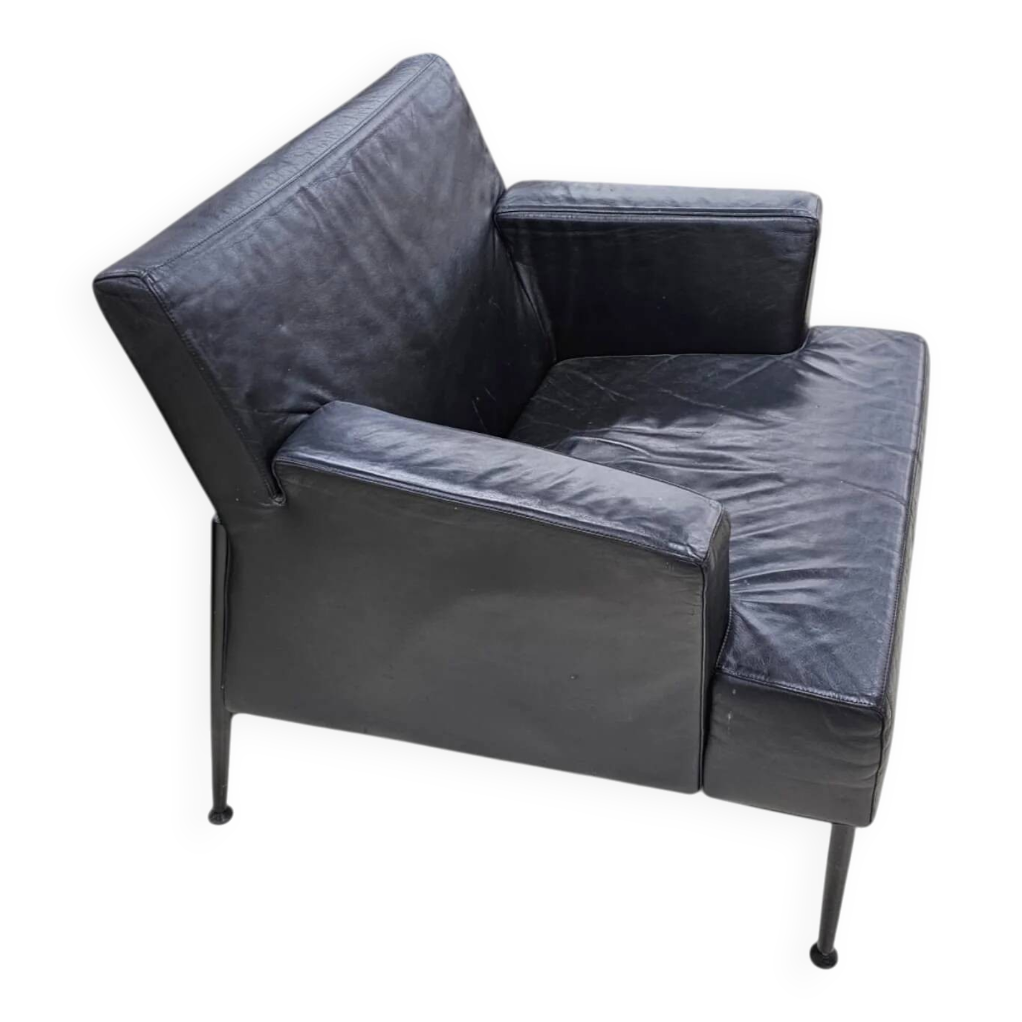 Kinnarps Sweden Meo 357 arm chair black leather 1990s Dan Ihreborn