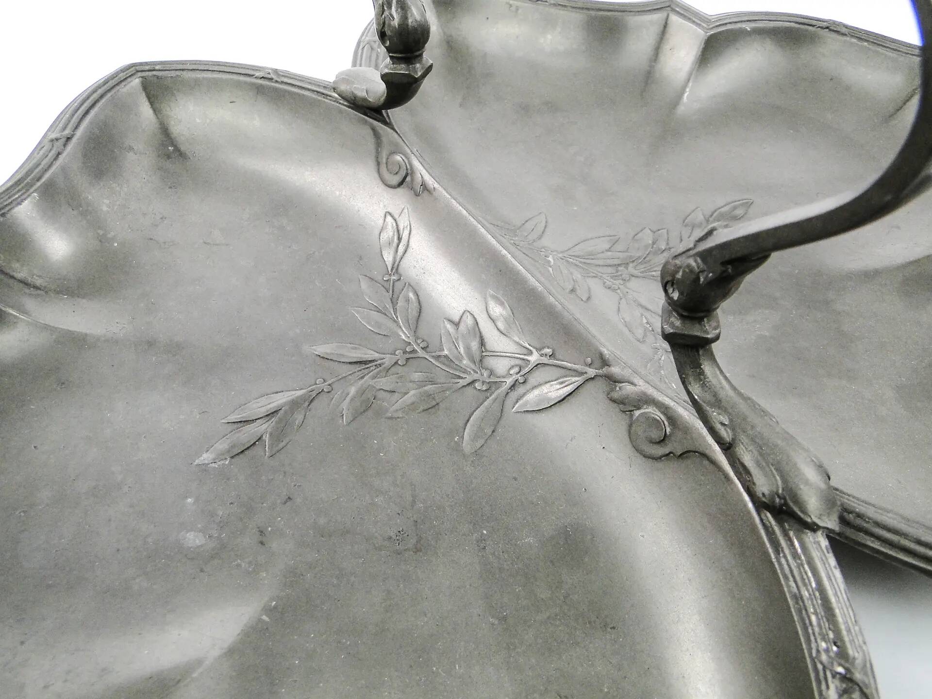 Art Nouveau appetiser cabaret, pewter, Germany, early 20th century