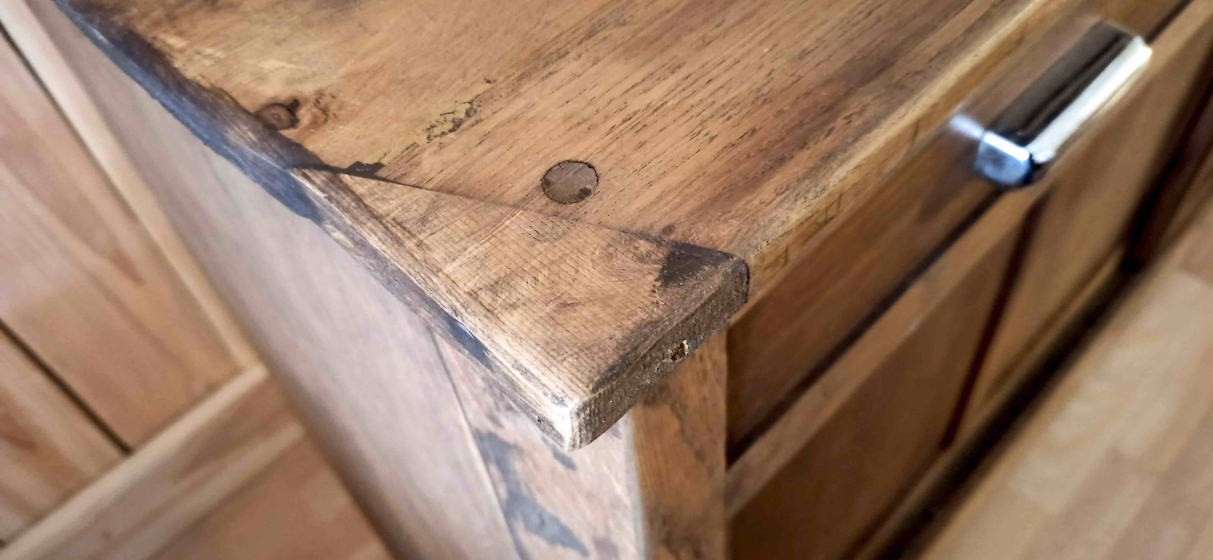 Old pharmacy cabinet from the 1950s width 263 cm