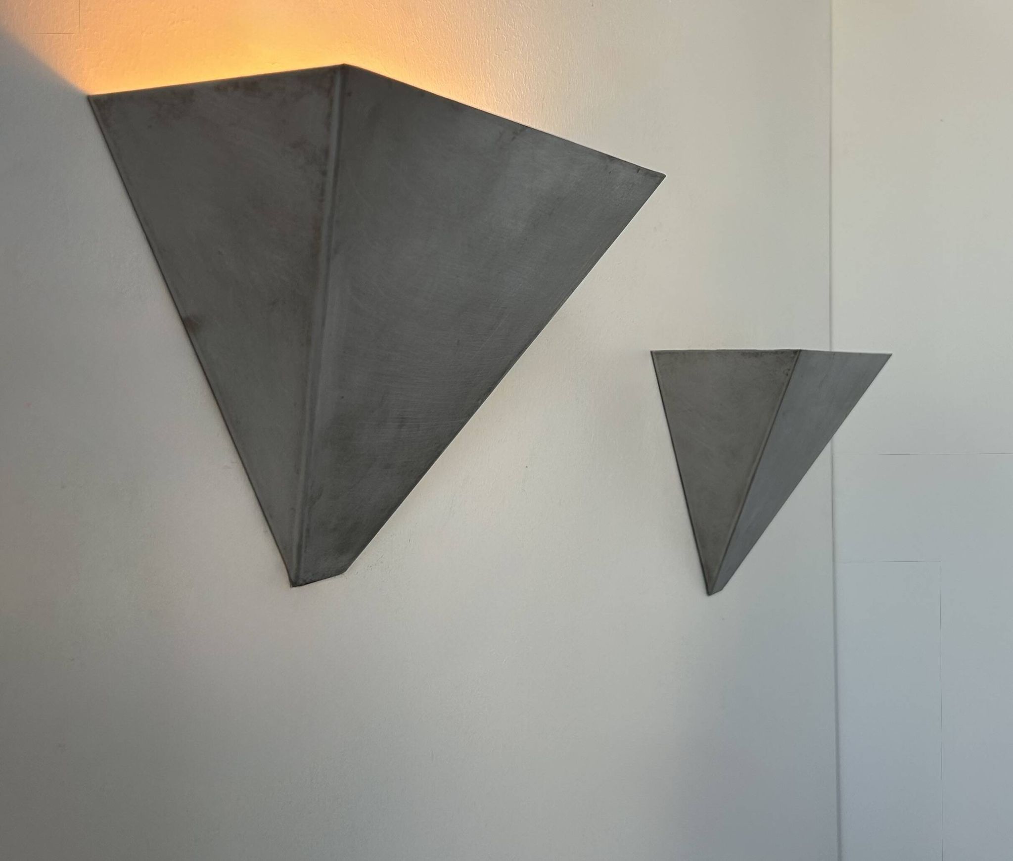 Pair of vintage wall lights, brushed metal, France 1970.