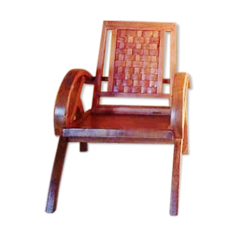 Armchair braided & teak