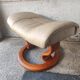 Footrest leather stool and wood relax armchair Sressless