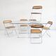 Foldable steel & glass dining table by Max Sauze 1970s