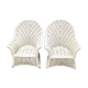 Pair of white rattan armchairs