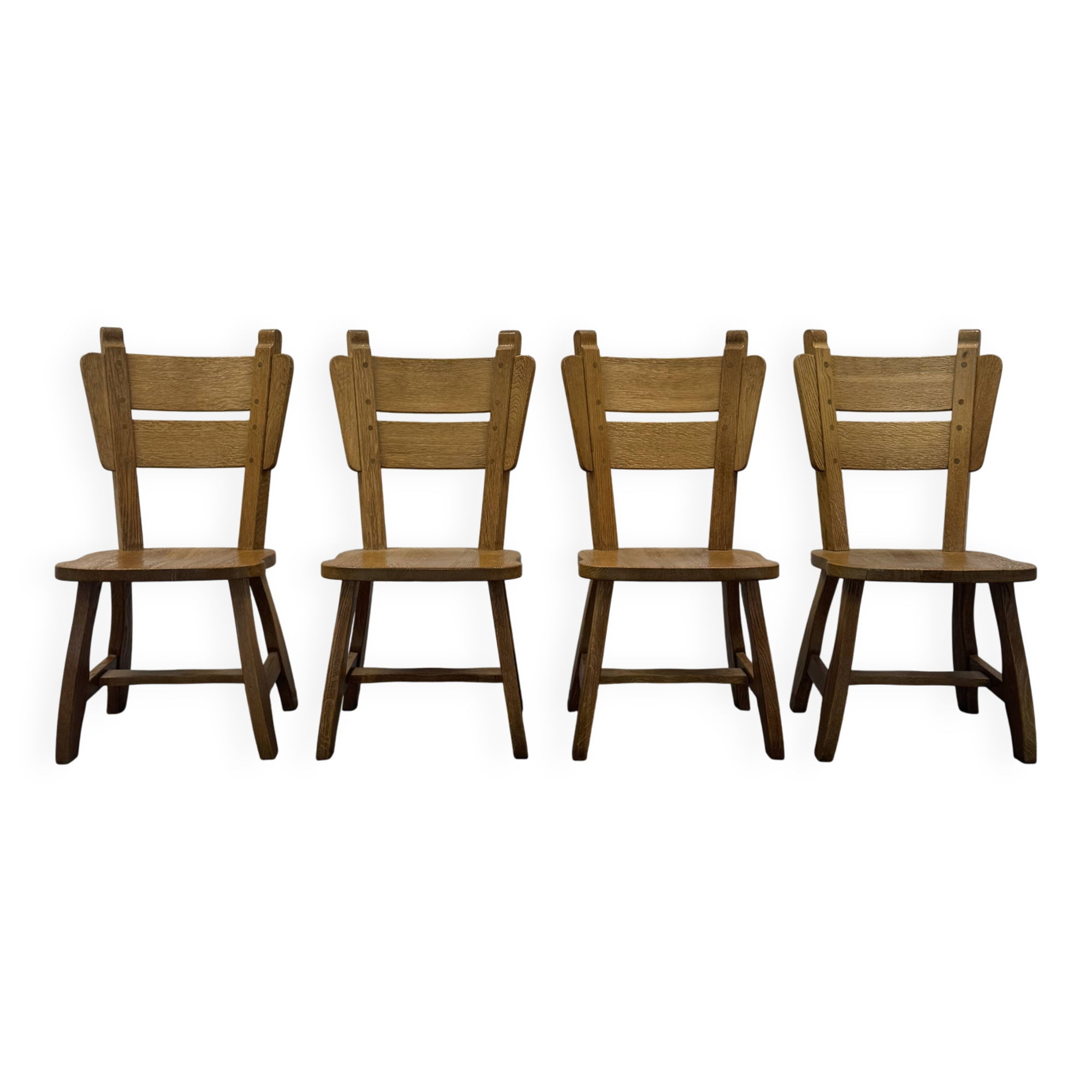 4 Vintage Brutalist Wooden Chairs