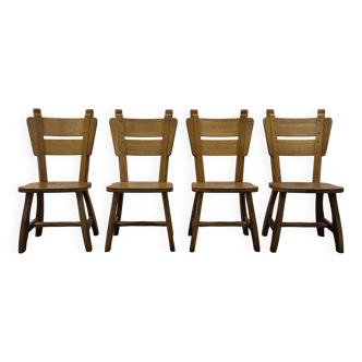 4 Vintage Brutalist Wooden Chairs