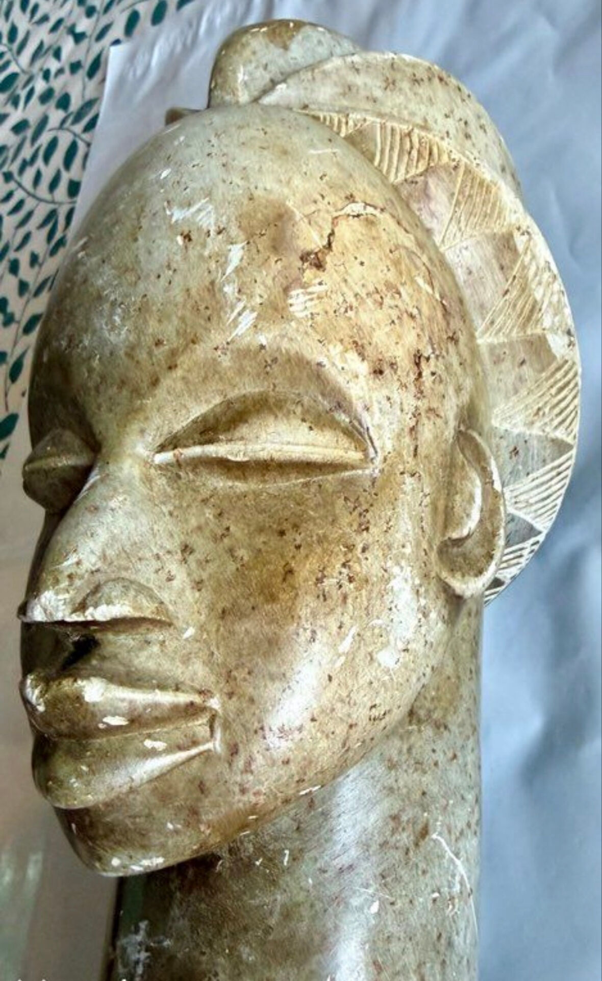 Large african sculpture in steatite stone signed lewanga – art