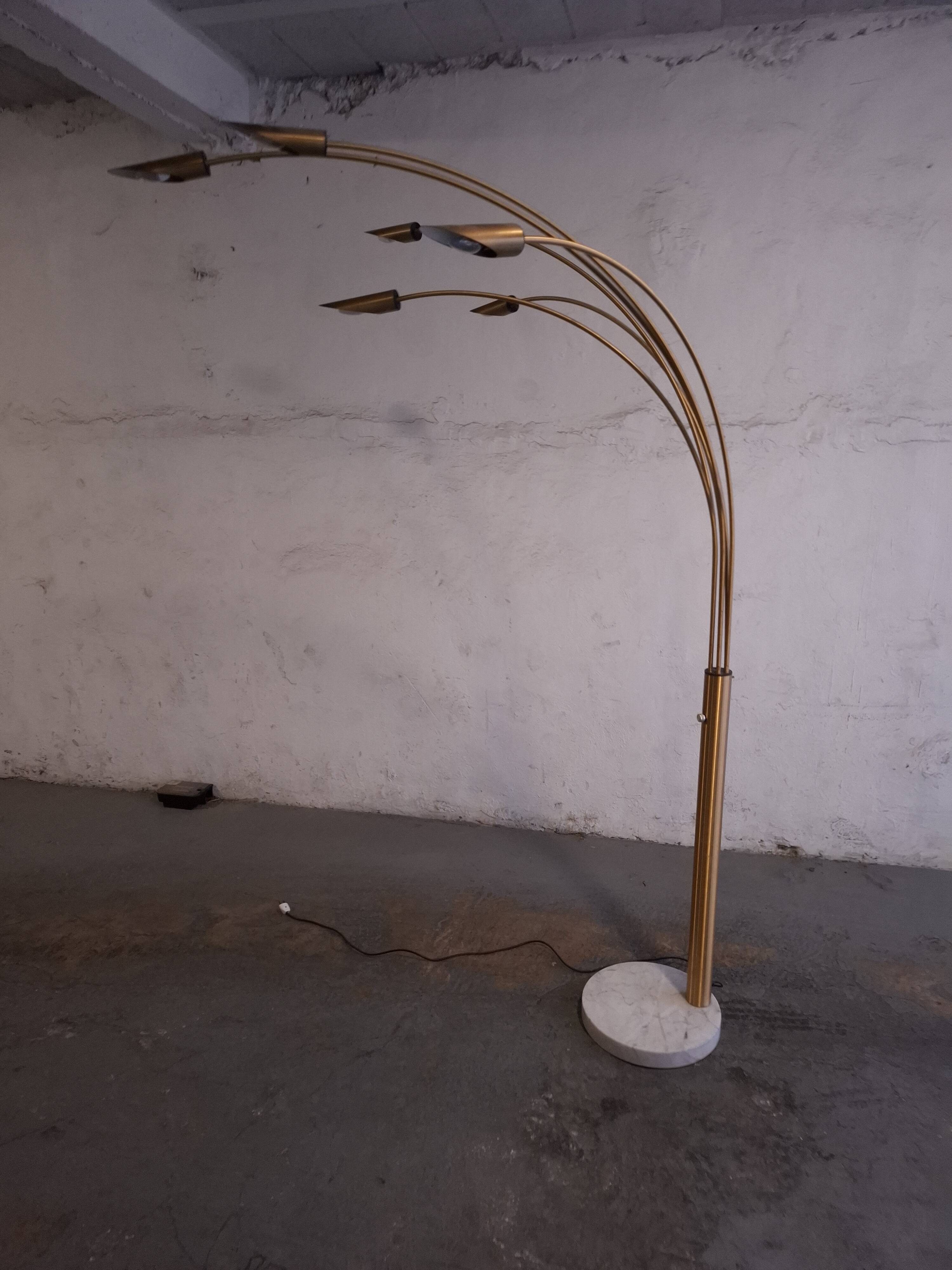 Arc floor lamp 6 branches 70's, italy