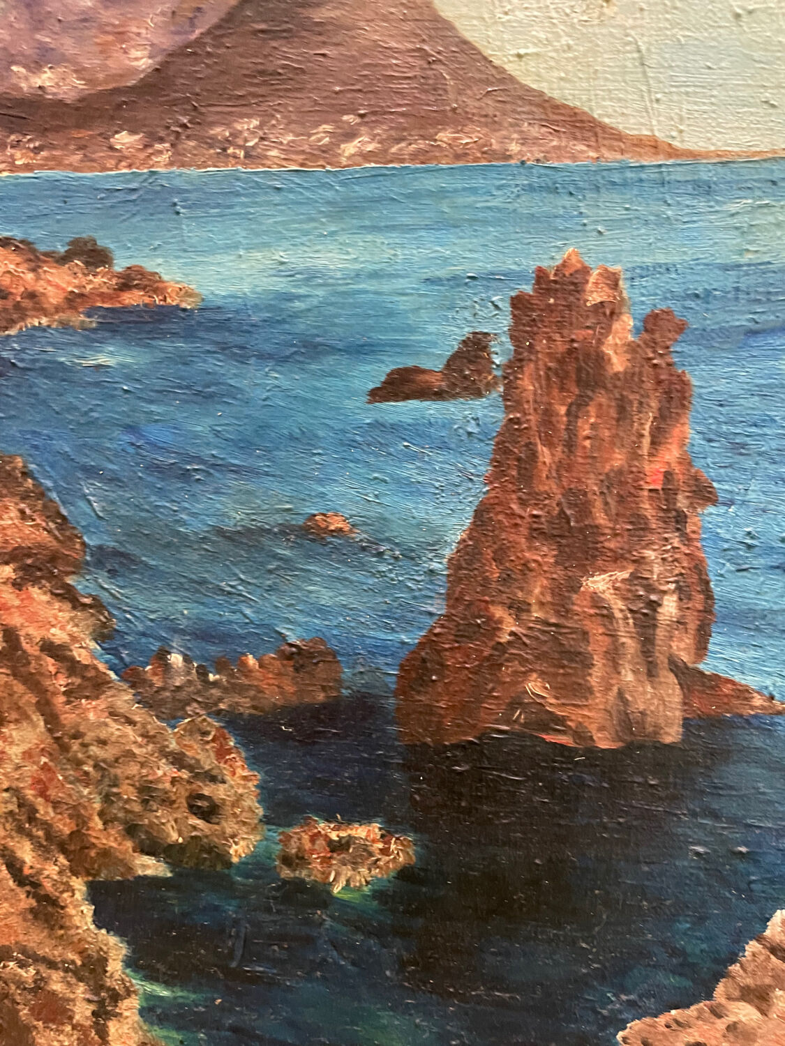 Old painting painting Port Coton, Beautiful Island at sea