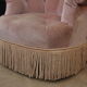 Former Napoleon lll toad chair in pink fabric on wheels