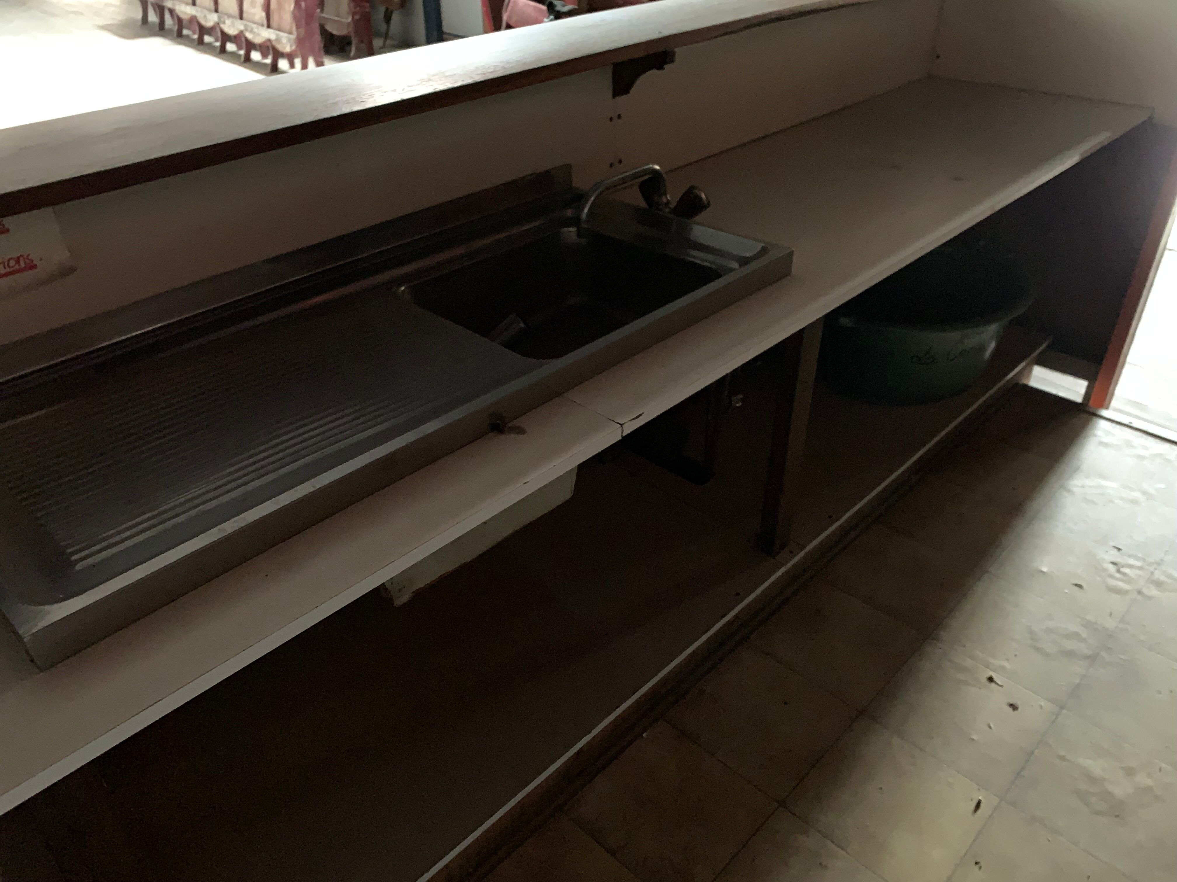 Old bar counter with glasswork