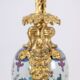 Pair of porcelain lamps decorated with bronze satyrs. Circa 1880.