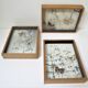 Three wooden frames with naturalized butterflies vintage 60s