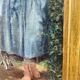 Oil painting on panel of a shepherdess with lambs after J.B. Hofner X