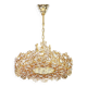 Golden brass chandelier with crystal glass inlays by Palwa, Germany, 1970s.